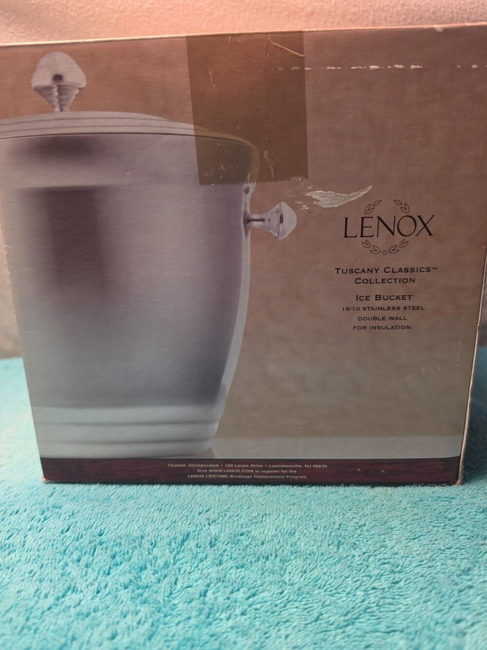 Lenox Tuscany Classics Stainless Steel Ice Bucket Double Wall Insulated Open Box